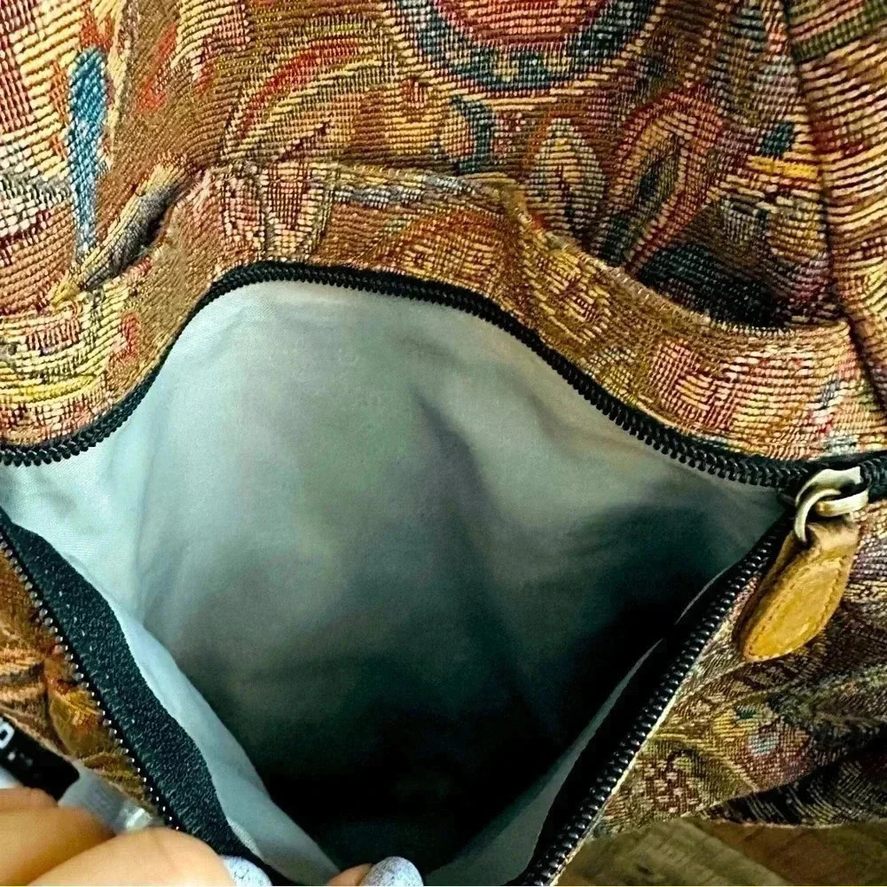 Vintage 90s L.L. Bean Ameribag Paisley Tapestry Sling Shoulder Bag Backpack - Picture 9 of 15